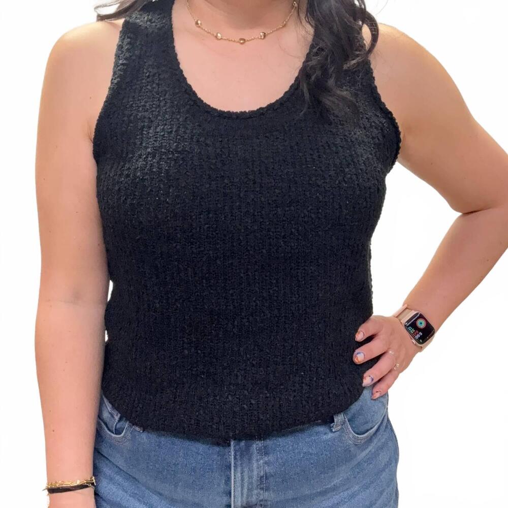NEW JADE BY JANE women's solid sweater tank top in black